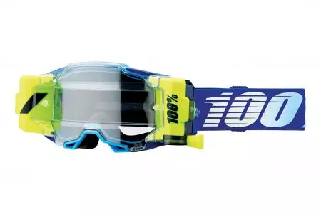 Motocikla brilles 100% Percent modelis Armega Forecast Royal fluo yellow/blue caurspīdīgs objektīvs-1