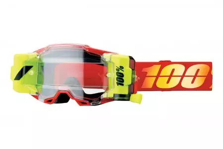 Óculos de proteção para motociclistas 100% Percentagem modelo Armega Forecast Nuketown amarelo fluo/vermelho vidro transparente-1