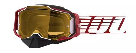 Gogle narciarskie 100% Procent model Armega Oversized Red czerwony/biały szybka żółta - 50007-00006