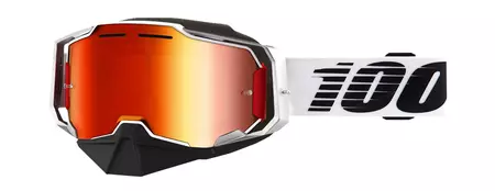 Skibril 100% Procent model Armega Oversized Rood kleur wit/rood glas zilver spiegel-1