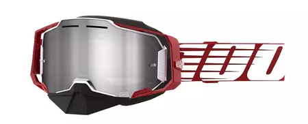 Lyžařské brýle 100% procento model Armega Oversized Red barva bílá/červená sklo stříbrné zrcadlo - 50008-00006