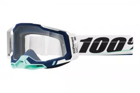 Motocyklové brýle 100% Procento model Racecraft 2 Arsham barva bílá/modrá/černá čirá skla-1
