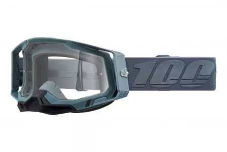 Motocyklové brýle 100% procento model Racecraft 2 Battleship barva stříbrná/modrá/černá čirá skla-1