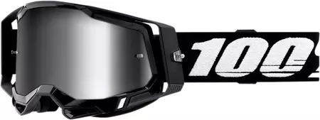 Motocikla brilles 100% Percent modelis Racecraft 2 Black krāsa melns/balts stikls sudraba spogulis-2