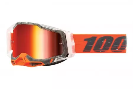 Motocikla aizsargbrilles 100% Percent modelis Racecraft 2 Schrute krāsa oranža/pelēka stikls sudraba spogulis-1