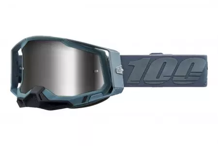 Gafas de moto 100% Porcentaje modelo Racecraft 2 Battleship color plata/azul/negro espejo cristal plata-1
