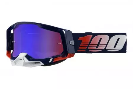 Γυαλιά μοτοσικλέτας 100% Ποσοστό μοντέλο Racecraft 2 Republic χρώμα λευκό/κόκκινο/μοβ/μπλε καθρέφτης κόκκινο γυαλί-1