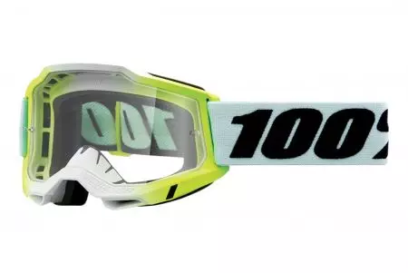 Motorističke naočale 100% Percent model Accuri 2 Dunder, žuto/bijelo/zelene, prozirna leća-1
