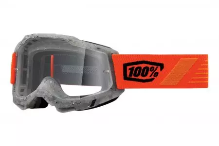 Motorradbrille 100% Prozent Modell Accuri 2 Schrute Farbe rot/orange/grau transparente Scheibe-1