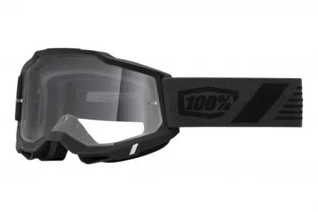 Motocikla brilles 100% Percent modelis Accuri 2 Scranton krāsa melns caurspīdīgs stikls-1