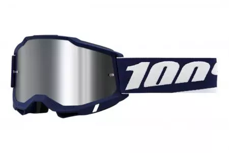 Motorradbrille 100% Prozent Modell Accuri 2 Mifflin Farbe weiß/lila/blau Glas silber Spiegel-1