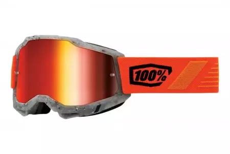 Motocyklové okuliare 100% Percent model Accuri 2 Schrute farba červená/oranžová/sivá sklo červené zrkadlo-1