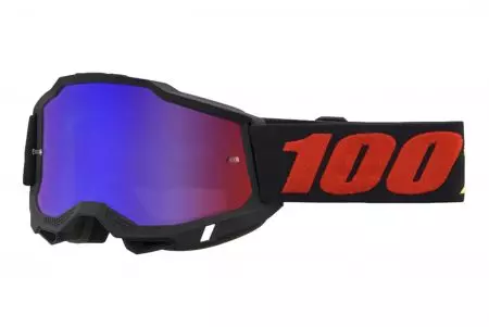 Ochelari de motocicletă 100% Percent model Accuri 2 Morphuis culoare roșu/negru sticlă cu oglindă roșie/albastră