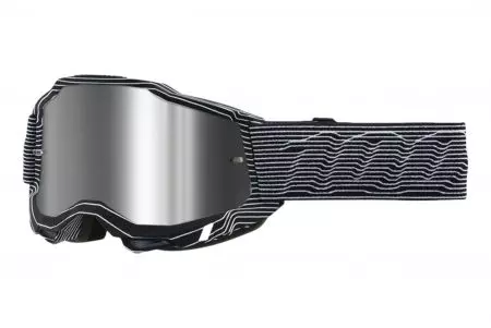 Motorradbrille 100% Prozent Modell Accuri 2 Silo Farbe weiß/schwarz Glas silber Spiegel-1