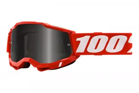 Ochelari de motocicletă 100% Percent model Accuri 2 Sand culoare roșu neon întunecat fumuriu sticlă fumurie-1