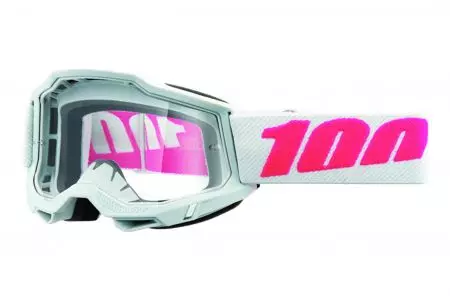 Gogle motocyklowe 100% Procent model Accuri 2 Youth różowy/biały szybka przeźroczysta-1
