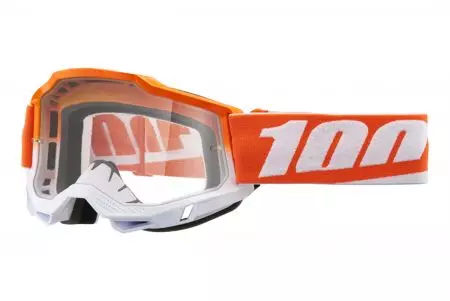 Очила за мотоциклет 100% процент модел Accuri 2 Youth цвят бяло/оранжево прозрачно стъкло-1