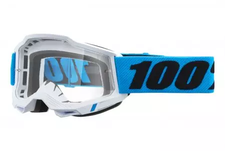 Γυαλιά μοτοσικλέτας 100% Percent μοντέλο Accuri 2 Youth χρώμα λευκό/μπλε διαφανές γυαλί-1