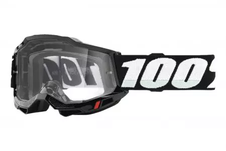 Motocikla brilles 100% Percent modelis Accuri 2 Youth krāsa spīdīga melna caurspīdīgs stikls-1