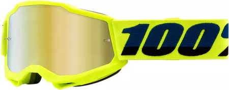 Gafas de moto 100% Percent modelo Accuri 2 Youth fluo amarillo cristal dorado espejo - 50025-00001
