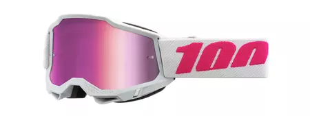 Ochelari de motocicletă 100% Percent Model Junior Accuri 2 culoare alb/roz sticlă roz oglindă roz - 50025-00007