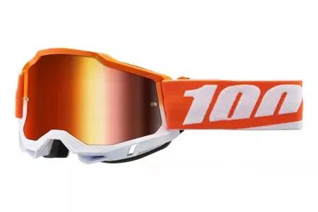Очила за мотоциклет 100% процент модел Accuri 2 Youth цвят бяло/оранжево червено огледално стъкло-1
