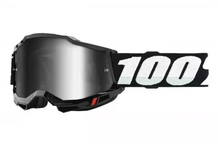 Motociklininko akiniai 100% Percent modelis Accuri 2 Youth spalva blizgus juodas stiklas sidabrinis veidrodis - 50025-00010