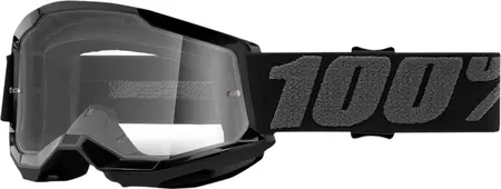 Lunettes de moto 100% Percent modèle Strata 2 Youth couleur noir verre transparent