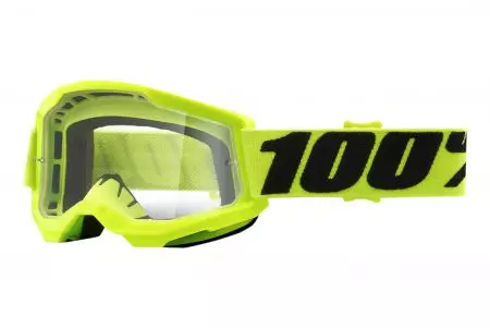 Motocyklové brýle 100% Procento model Strata 2 Youth barva žlutá transparentní sklo - 50031-00003