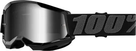 Motorbril 100% Procent model Strata 2 Youth kleur zwart glas zilver spiegel