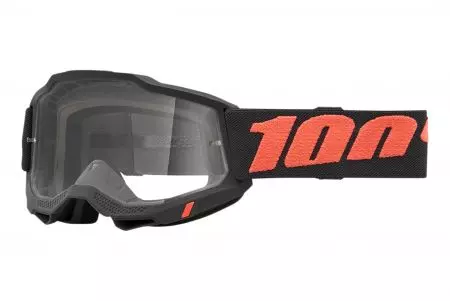 Ochelari de motocicletă 100% Percent model Accuri 2 Borego culoare negru/roșu sticlă transparentă-1