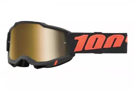 Motorradbrille 100% Prozent Modell Accuri 2 Borego Farbe schwarz/rot gold Spiegelglas-1