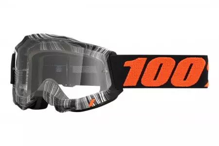 Motociklininko akiniai 100% procentų modelis Accuri 2 Geospace spalva balta/oranžinė/juoda skaidrus stiklas-1