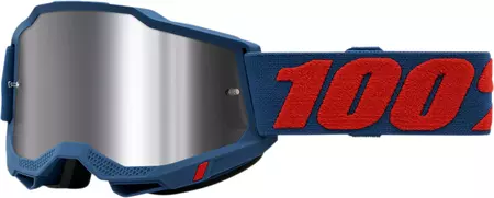 Motorbril 100% Procent model Accuri 2 Odeon kleur rood/blauw glas zilver glanzende spiegel - 50014-00010