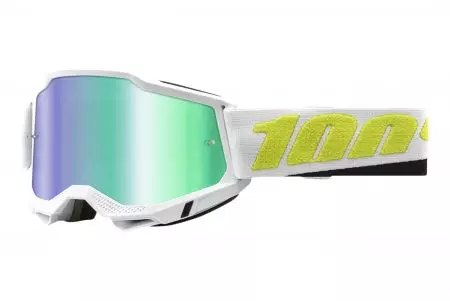 Motocikla brilles 100% Percent modelis Accuri 2 Peyote krāsa dzeltens/balts stikls zaļš spogulis-1