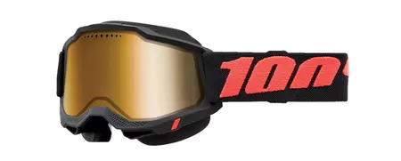 Γυαλιά σκι 100% Ποσοστό μοντέλο Accuri 2 Borego χρώμα μαύρο/κόκκινο διπλά τζάμια χρυσός καθρέφτης - 50022-00006