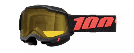 Skibriller 100% Procent model Accuri 2 Borego farve sort/rød dobbeltglas gult spejl - 50021-00006
