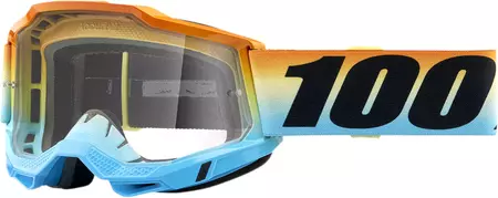 Γυαλιά μοτοσικλέτας 100% Percent μοντέλο Accuri 2 Sunset χρώμα κίτρινο/πορτοκαλί/μπλε διαφανές γυαλί - 50013-00013