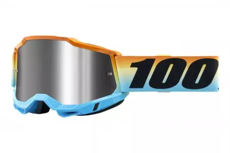 Motocyklové brýle 100% Procento model Accuri 2 Sunset barva žlutá/oranžová/modrá skla stříbrná lesklá zrcátka-1