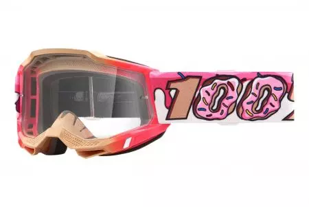 Γυαλιά μοτοσικλέτας 100% Ποσοστό μοντέλο Accuri 2 Youth Donut χρώμα ανοιχτό καφέ/ροζ διαφανές γυαλί-1