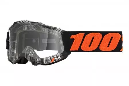 Motorradbrille 100% Percent Modell Accuri 2 Youth Geospace Farbe weiß/schwarz transparentes Glas - 50024-00004