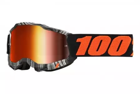 Óculos de proteção para motociclistas 100% Percentagem modelo Accuri 2 Youth Geospace branco/preto vidro vermelho espelho - 50025-00004