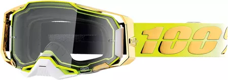 Motorcykelbriller 100% procent model Armega Feelgood guld/hvid/gul farve klar linse-1