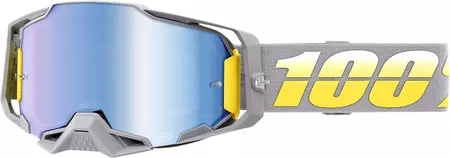 Brýle na motorku 100% procento model Armega Complex barva žlutá/šedá sklo modré zrcadlo - 50005-00006