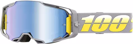 Motocikla brilles 100% Percent modelis Armega Complex krāsa dzeltena/pelēka stikls zils spogulis-2