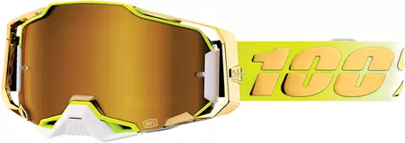 Lunettes de moto 100% Percent modèle Armega Feelgood or/blanc/jaune couleur lentille or-1