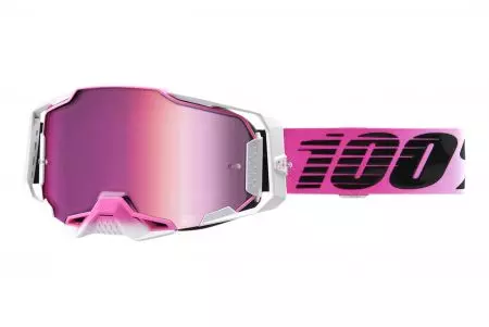 Motorradbrille 100% Percent Modell Armega Harmony Farbe weiß/rosa/schwarz Glas rosa Spiegel-1
