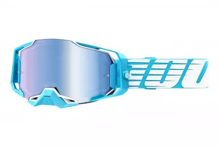 Motorradbrille 100% Prozent Modell Armega Sky Farbe weiß/blau Spiegel blaues Glas-1