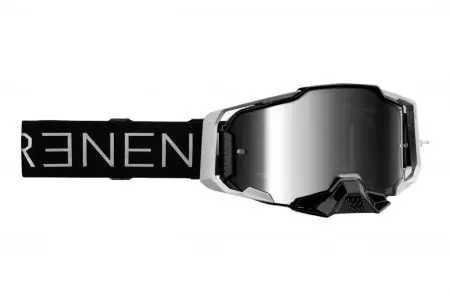 Motorcykelbriller 100% procent model Armega Renen S2 farve sølv/sort glas sølv skinnende spejl-1