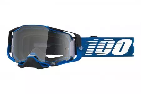 Ochelari de motocicletă 100% procente model Armega Rockchuck culoare alb/albastru/negru sticlă transparentă-1